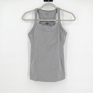 Athleta Racerback Gray Tank Top Built in Sports Bra Women’s Size Small